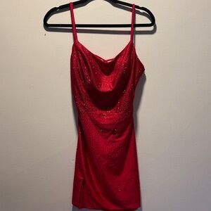 Elegant Red Lace-Up Dress